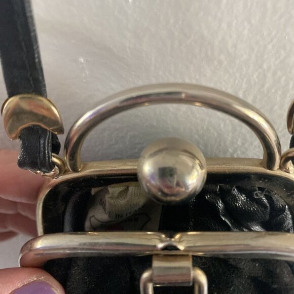 RARE Vintage Antique Evening Bag Italian Leather Suede Clasp Vgc​ - Picture 8 of 10